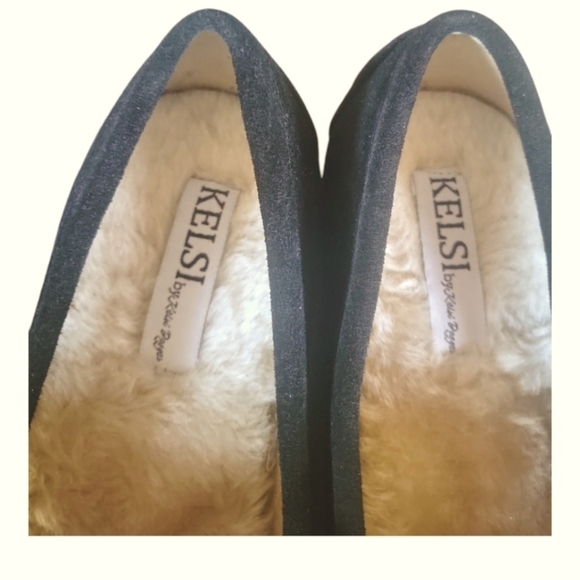 Kelsi by Kelsi Dagger Brooklyn Furry Suede Black Faux Fur Moccasin Loafers 10M - Picture 5 of 9